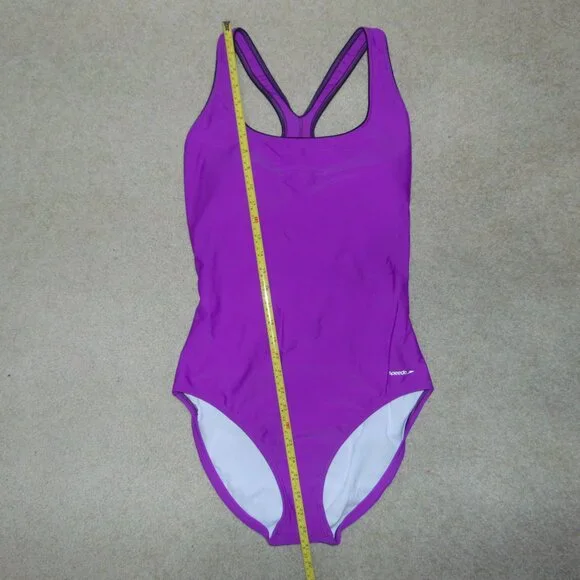 Speedo Purple Black Trim Swimsuit 16 - Picture 6 of 7